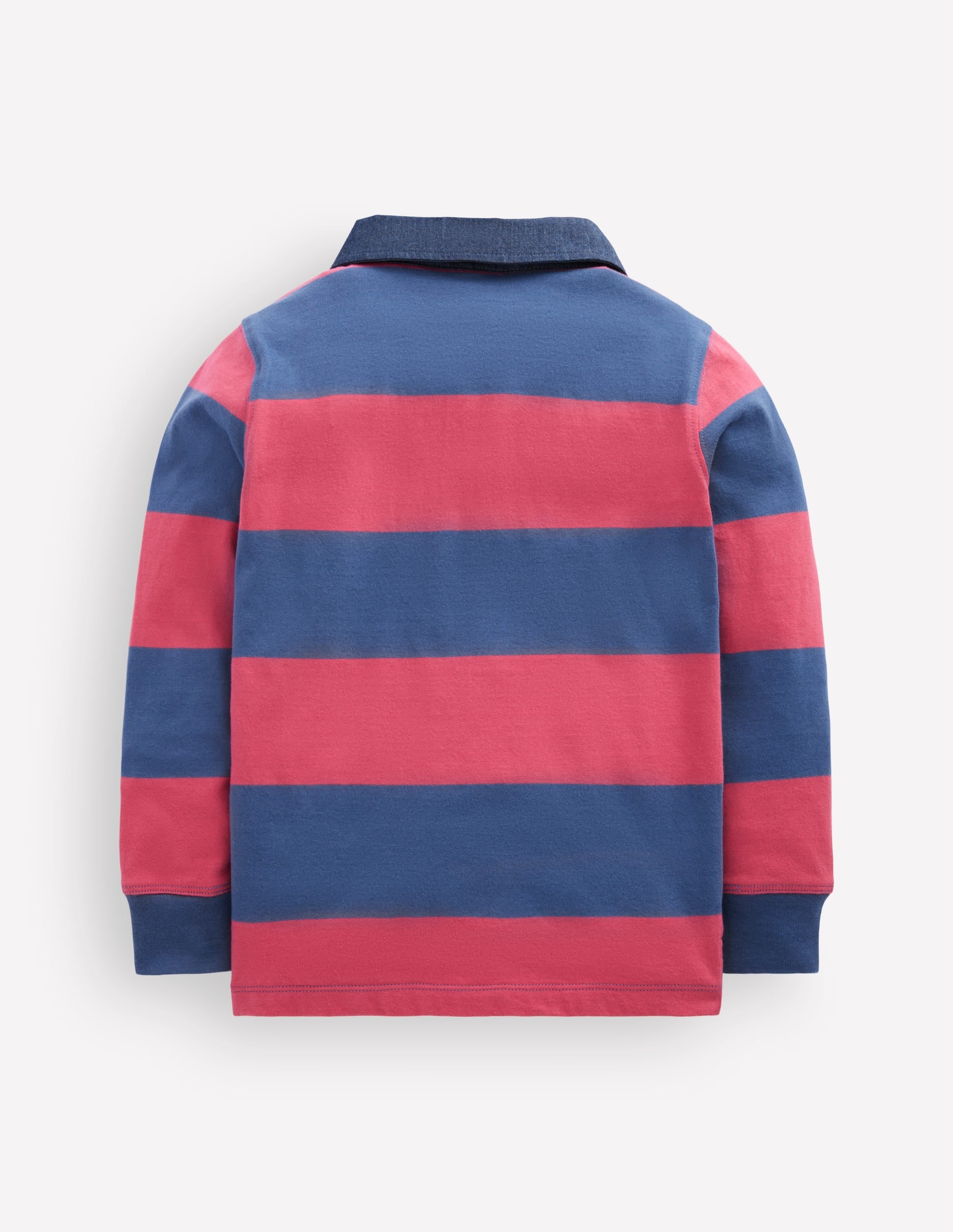 Long Sleeve Smart Polo Shirt-Winter Blush / Denim Blue