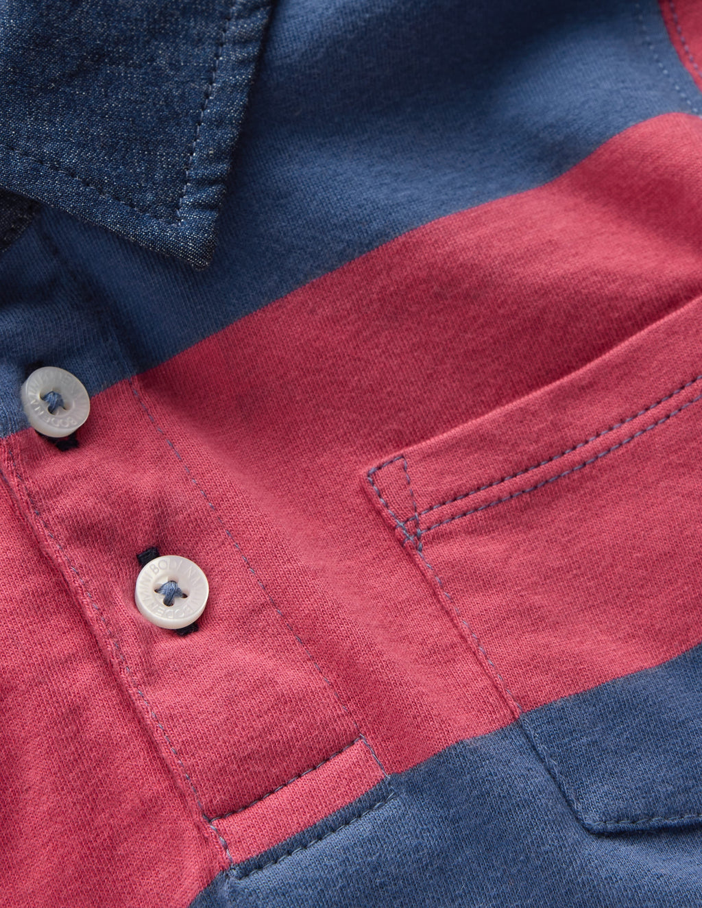 Long Sleeve Smart Polo Shirt-Winter Blush / Denim Blue