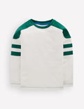 Colour Block T-shirt-Soft Ivory / Jewel Green