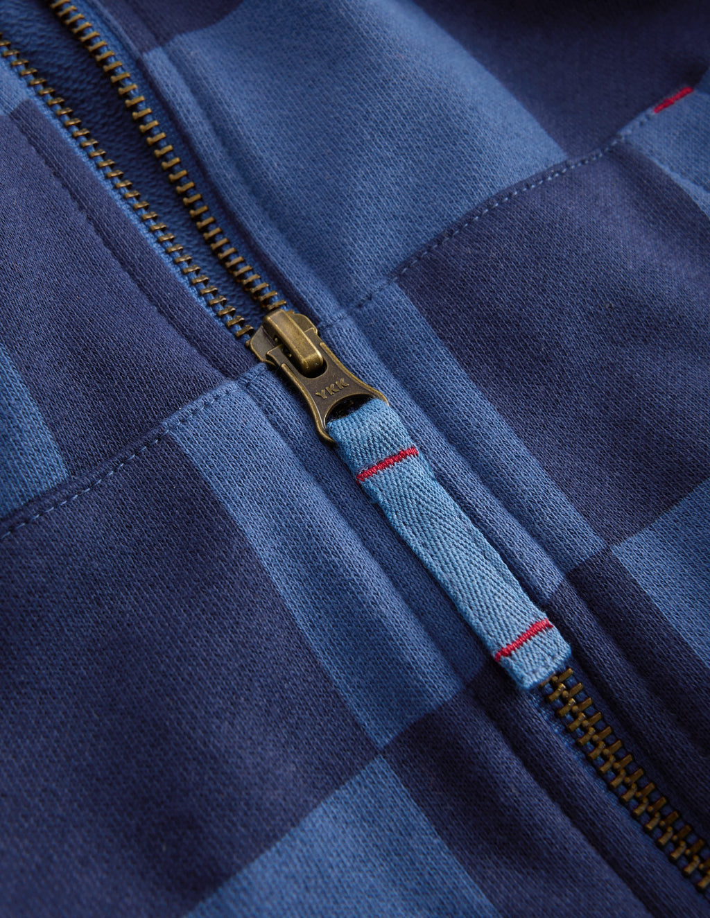 Check Zip-through Hoodie-College Navy / True Denim