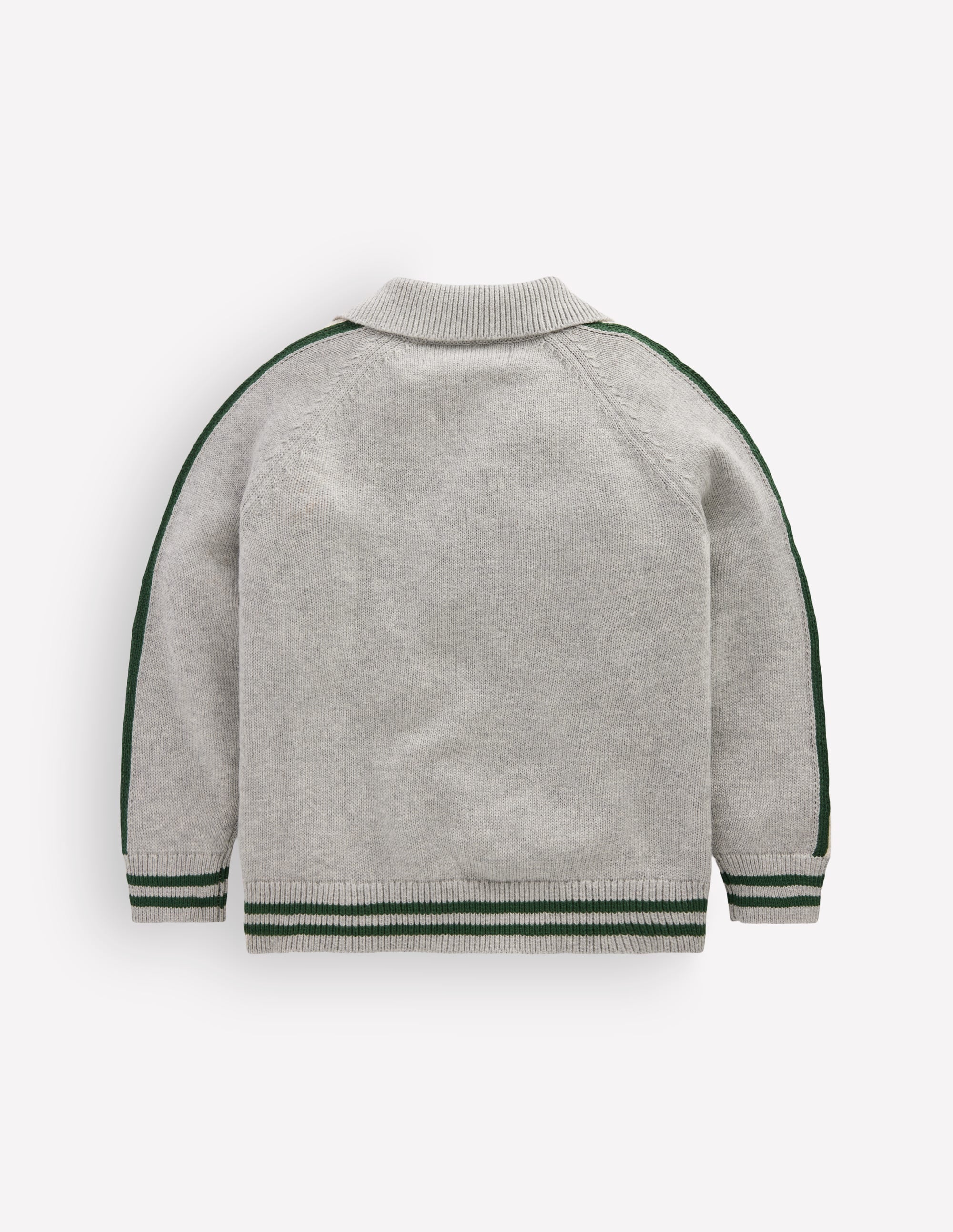 Varsity Zip-through Sweater-Grey Marl