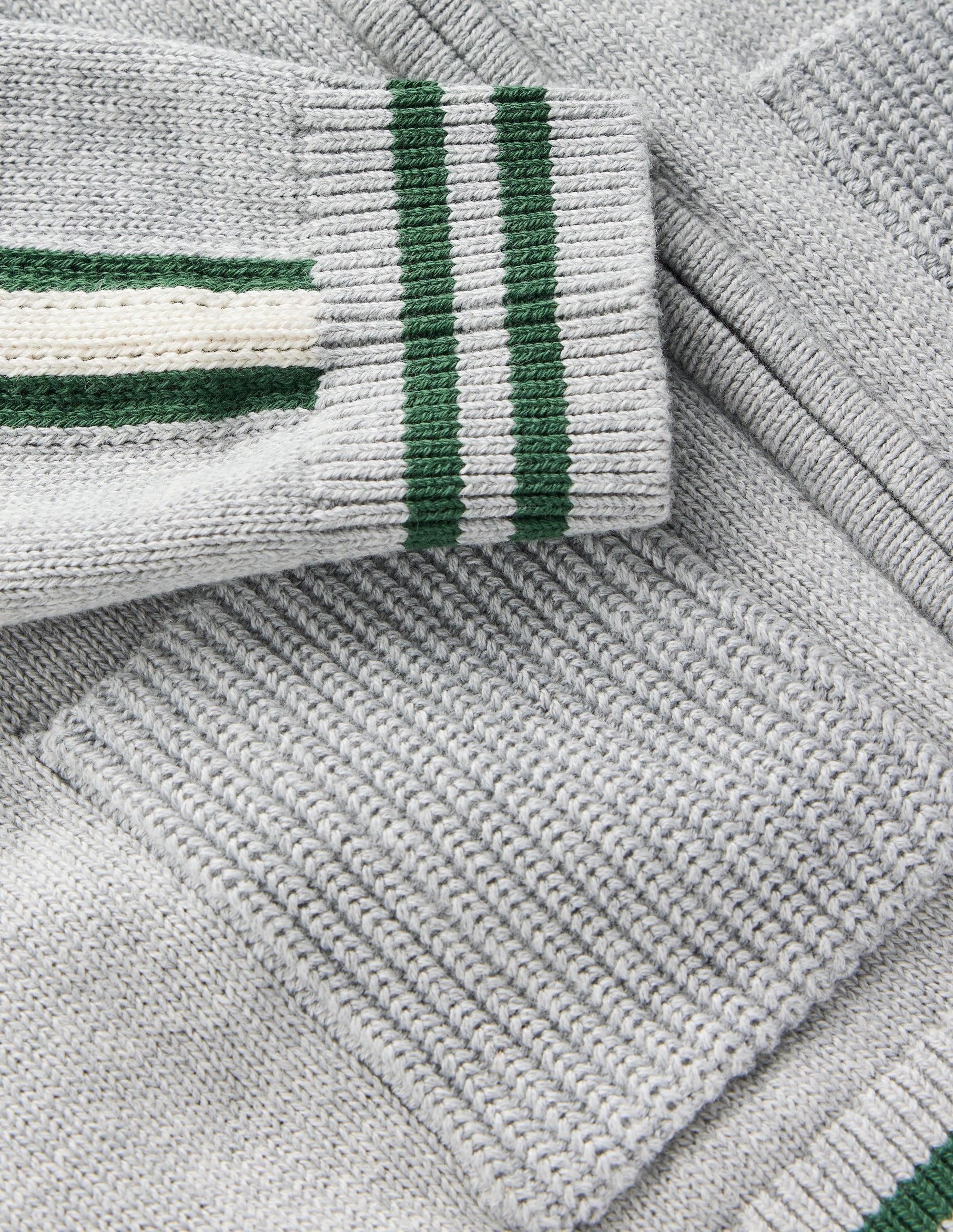 Varsity Zip-through Sweater-Grey Marl