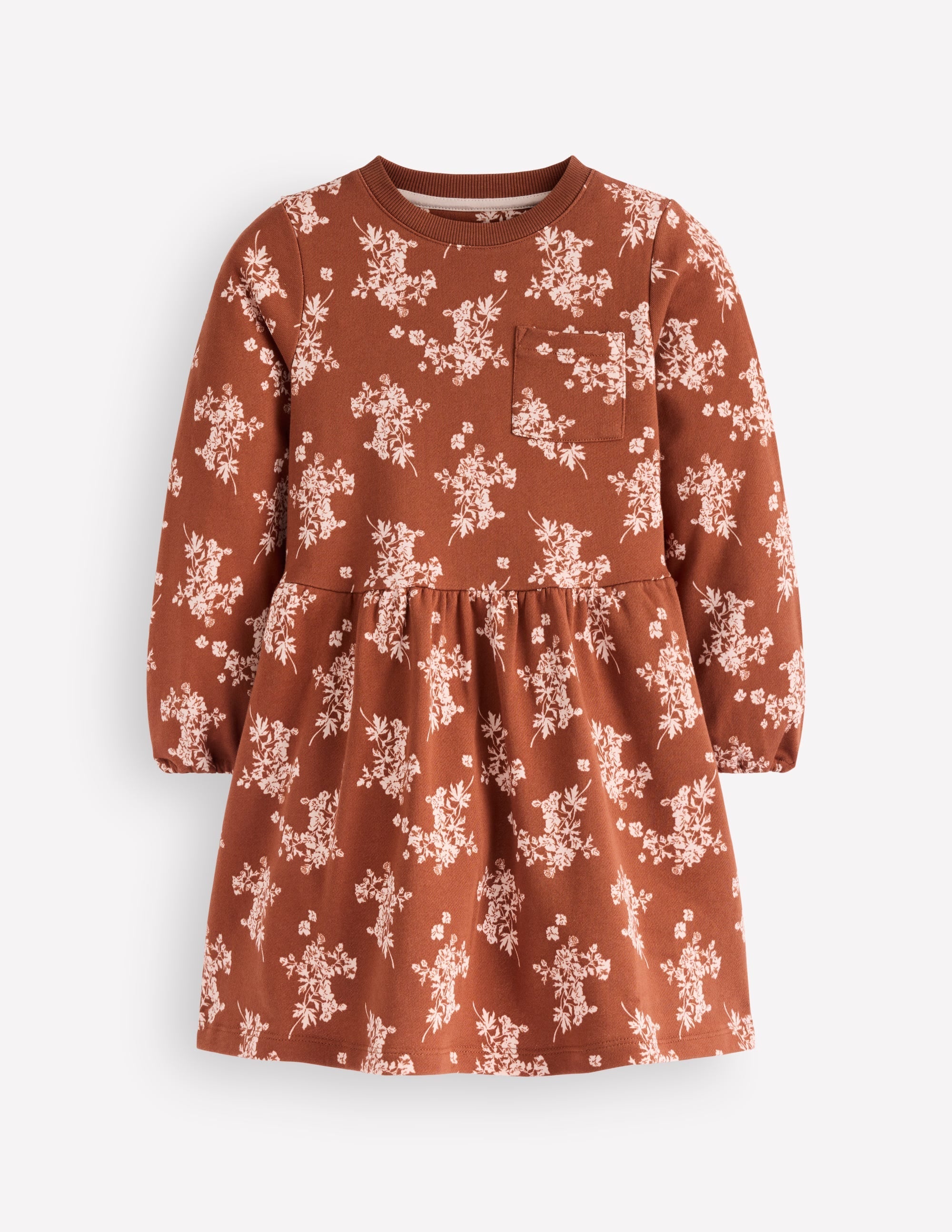 Relaxed Sweatshirt Dress-Brown  Floral