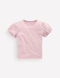 Puff Sleeve Jersey Top-Pink Heather