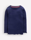 Ribbed Long Sleeve T-shirt-College Navy
