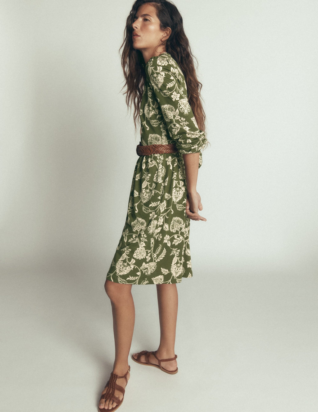 Naomi Relaxed Jersey Dress-Brunswick Green, Meadow