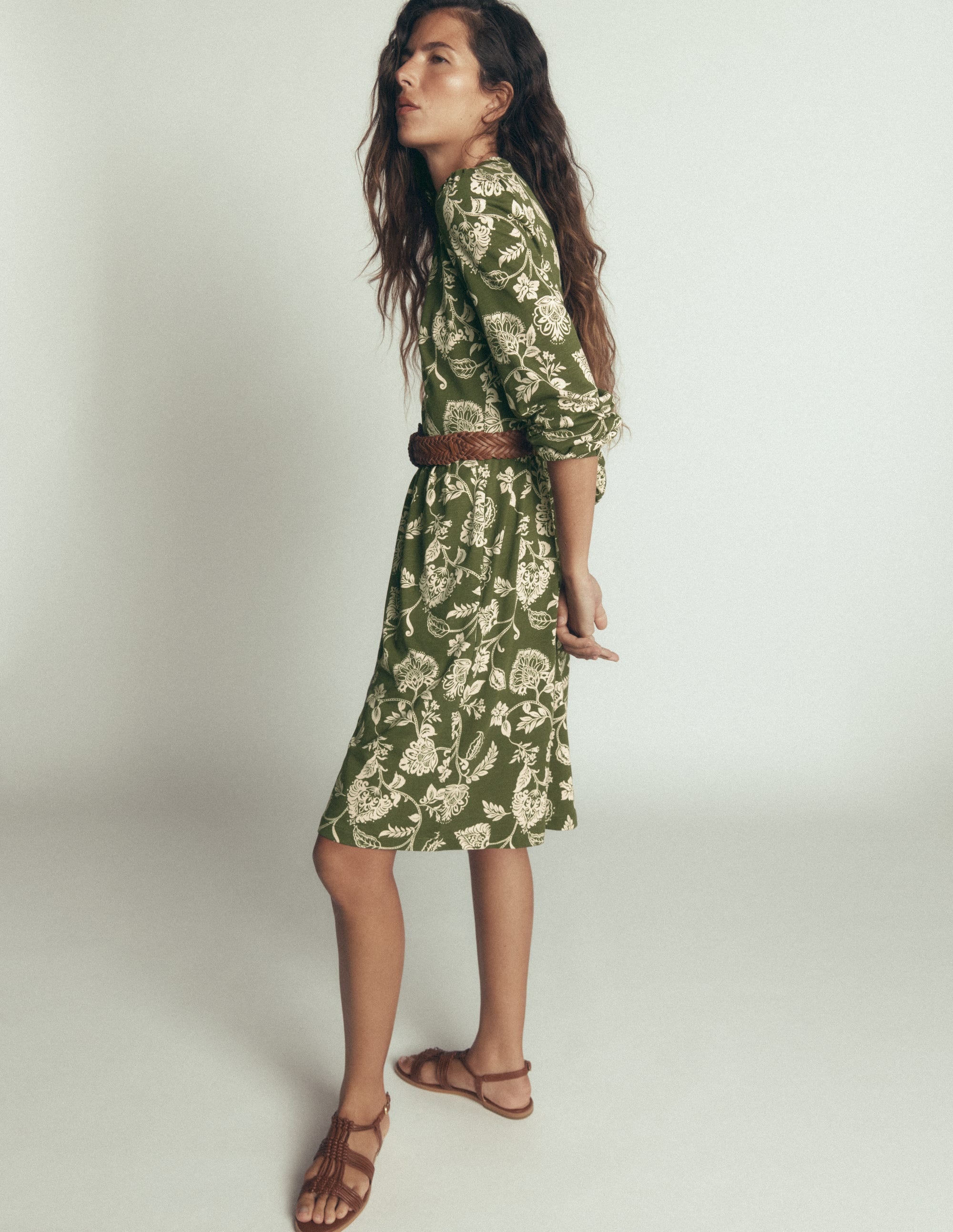 Naomi Relaxed Jersey Dress-Brunswick Green, Meadow