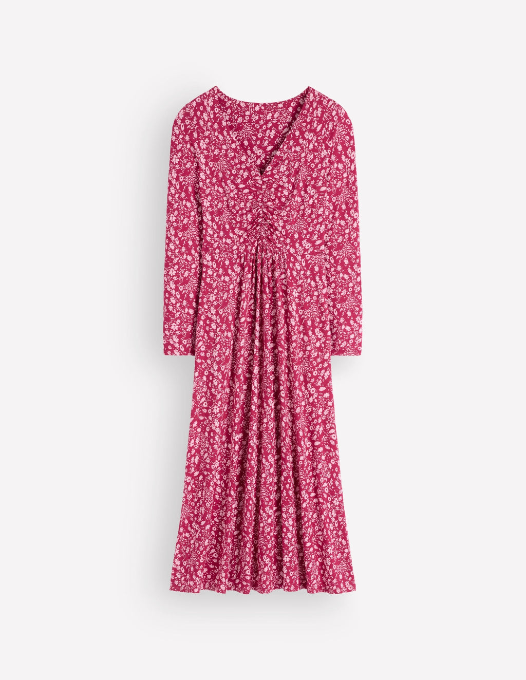 Jasmine Ruched Jersey Dress-Sweet Cherry, Scattered Flora