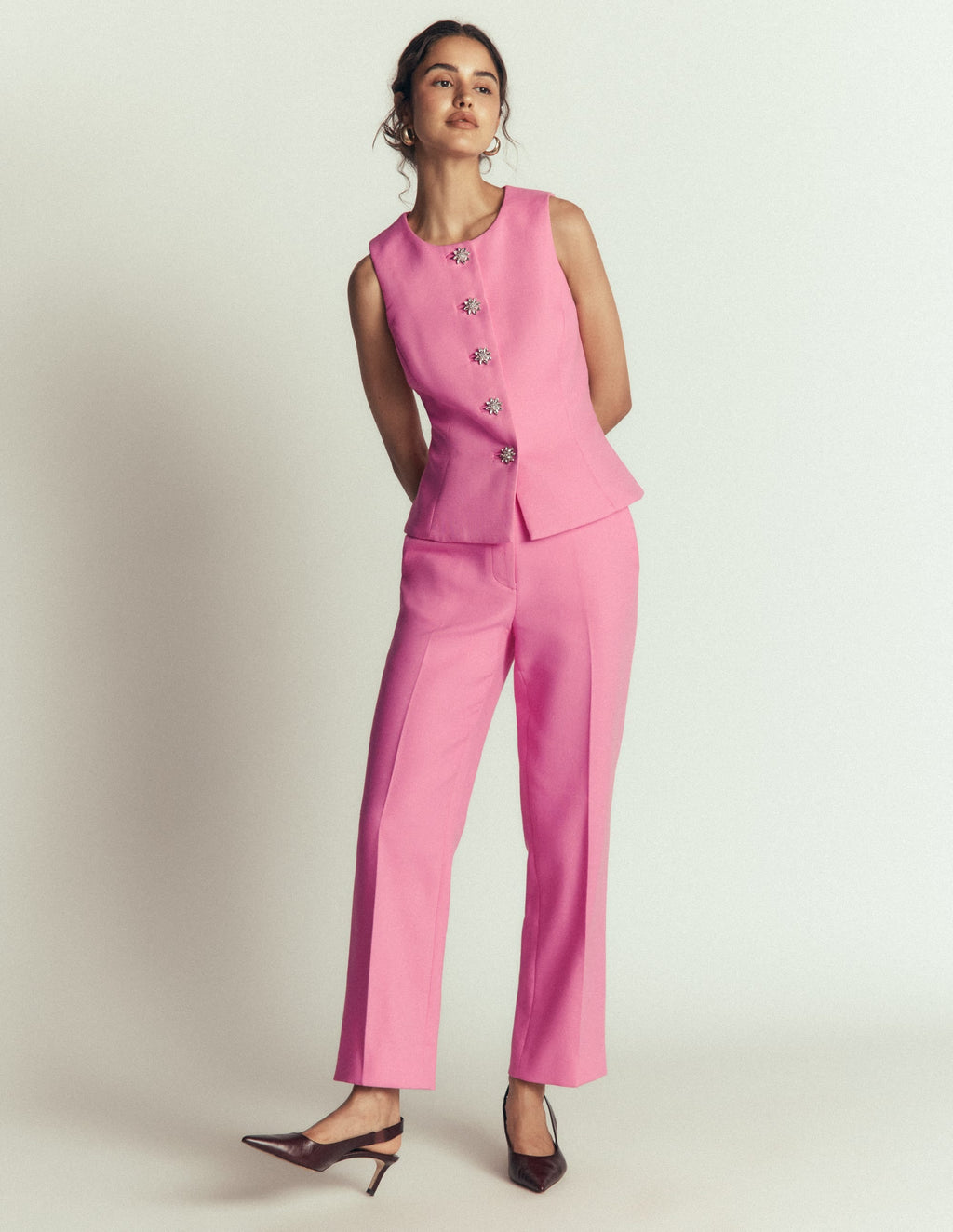Canonbury Textured 7/8 Pants-Wild Pink