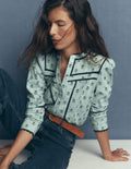 Carmen Trim Detail Cotton Top-Harbour Grey, Ditsy Dream