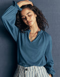 Pia Ruffle Detail Top-Real Teal