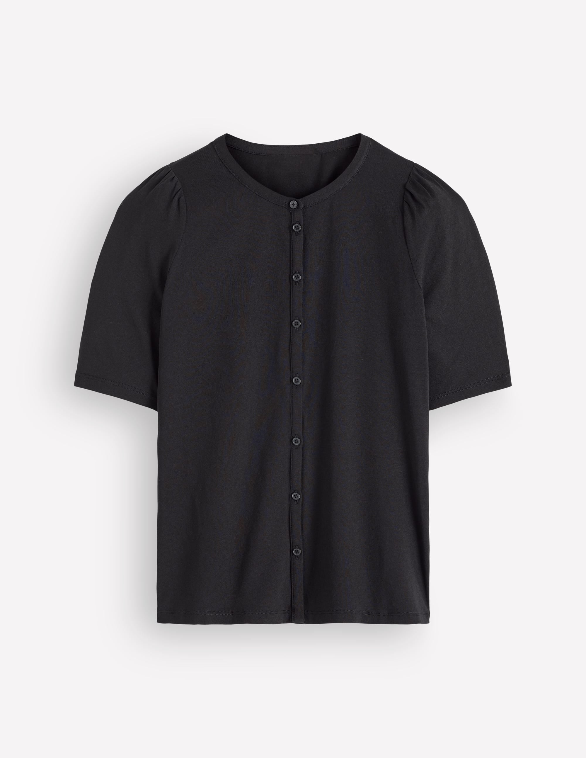 Short Puff Sleeve Top-Black