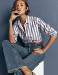Sienna Relaxed Cotton Shirt-Navy Wide Stripe