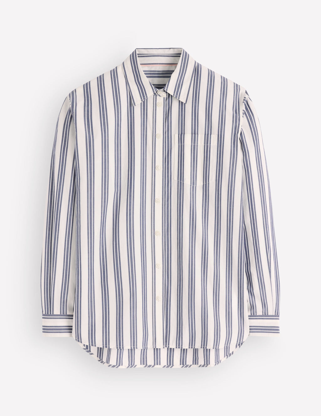 Sienna Relaxed Cotton Shirt-Navy Wide Stripe